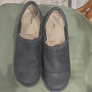 L.L. Bean Black Leather Slip-Ons